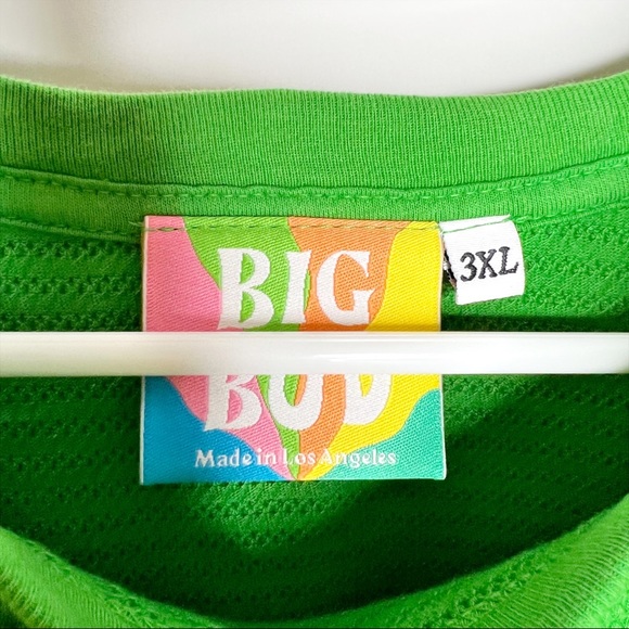 Big Bud Press Cropped Honeycomb Tee Bright Green Short Sleeve Crew Neck Size 3X - Picture 5 of 9